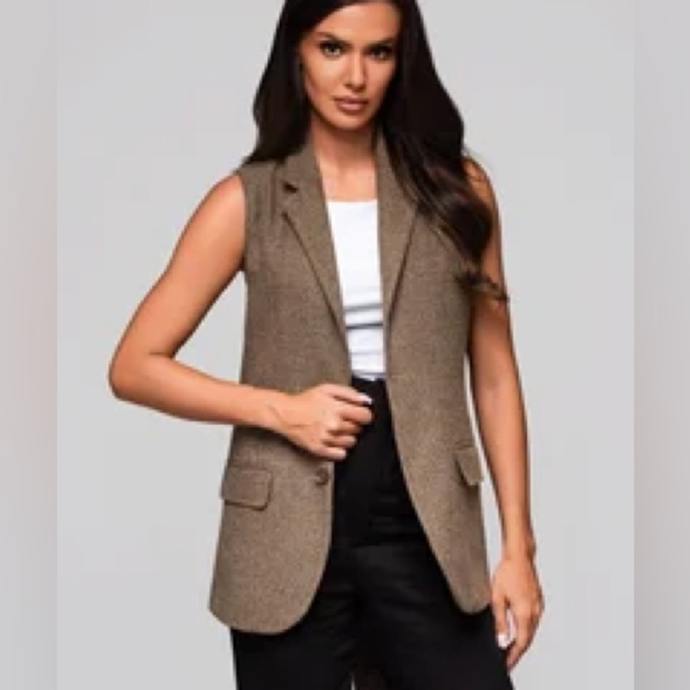 Ellen Tracy Tweed Wool Chevron Sleeveless Vest Size 4 | Equestrian Countryside 🐎